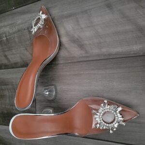 Elegant Clear Women's Shoes with Silver Embellishments